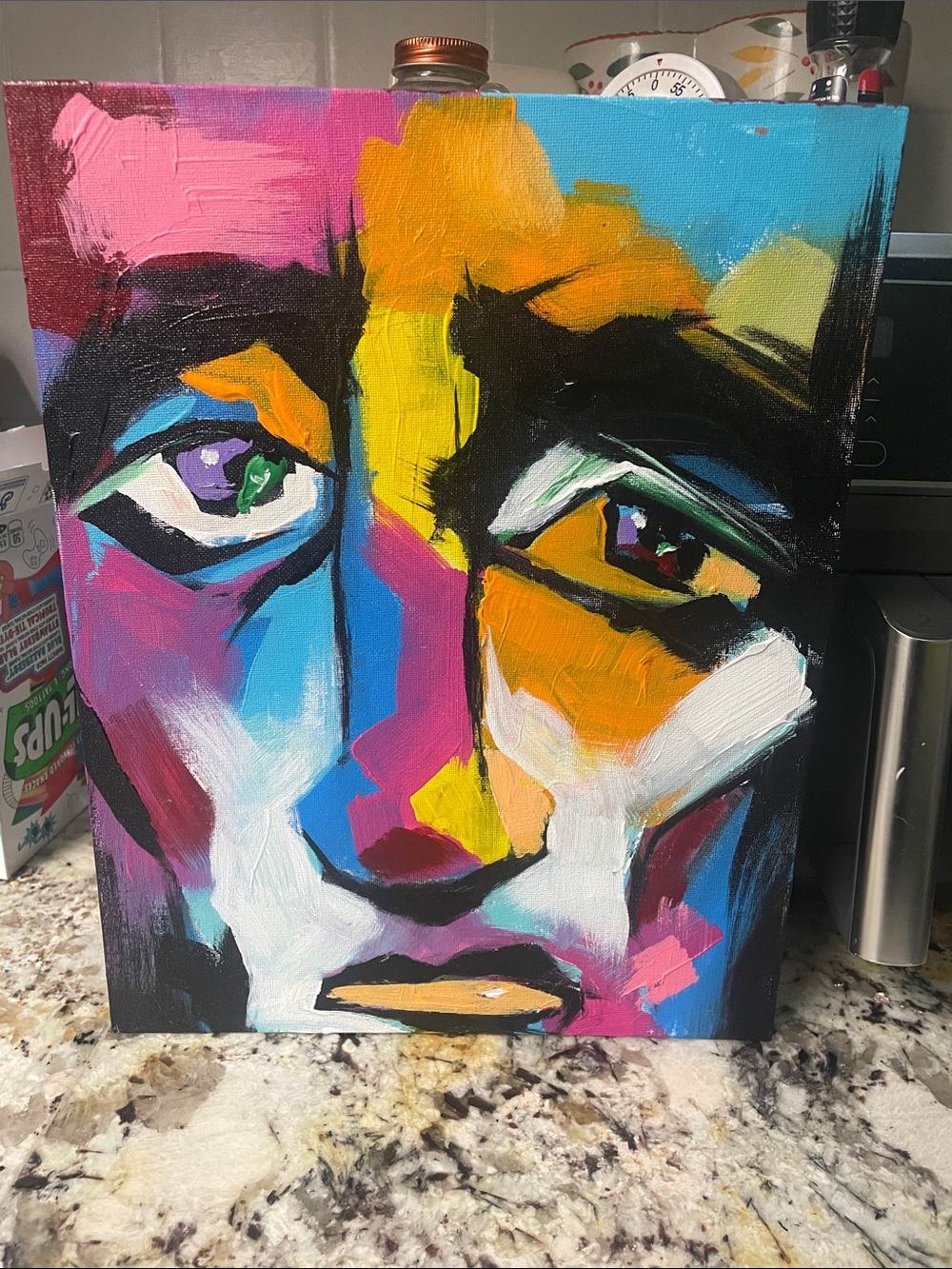 Abstract Multicolor Face Canvas Wall Art - hand painted on canvas